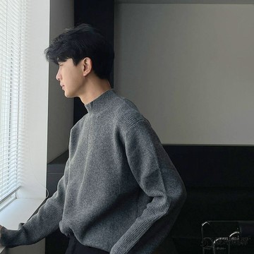 ✨限時熱購⚡ 毛衣長袖 毛衣 男 潮牌 時尚 百搭 立領 針織衫 春秋 韓版 休閒 寬鬆 純色 內搭衣 毛衣男