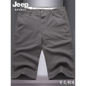 JEEP吉普夏季直筒中褲子男薄款潮流中高腰工裝休閑褲男五分褲短褲