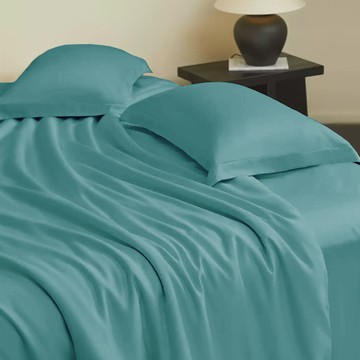 A-nice 雅妮詩 60支300織100%天絲床包被套4件組  床包 + 被套  + 加框枕套2個  雙人尺寸  顏綠