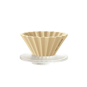 ORIGAMI 陶瓷濾杯組Ｓ(1~2人份，附樹脂杯座) 奶茶色