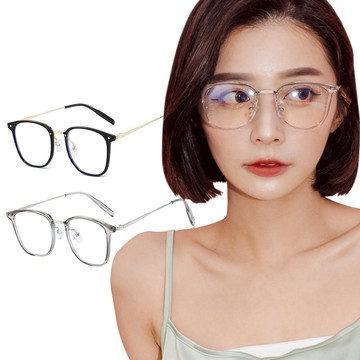 輕奢風格TR90輕量拼接方框金屬鏡腳UV400濾藍光眼鏡│ 柔晶灰│柔金影 柔金影641