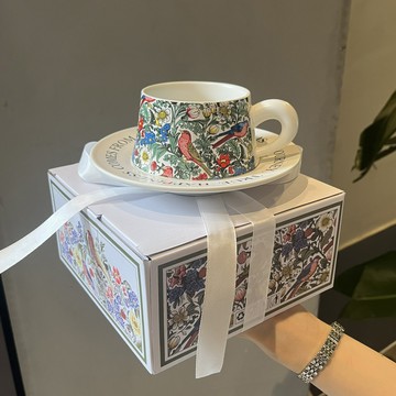 杯子 咖啡杯 禮品伴手 禮咖啡杯 活動禮物畫復古花鳥咖啡杯碟 杯子