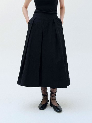 Pleated Maxi A-line Skirt