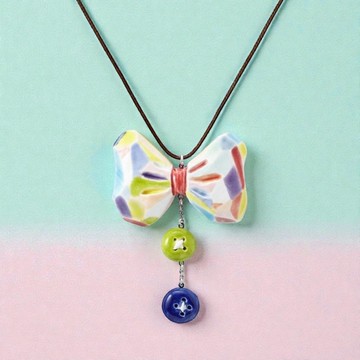 Colorful Bow tie－手工白瓷頸鏈