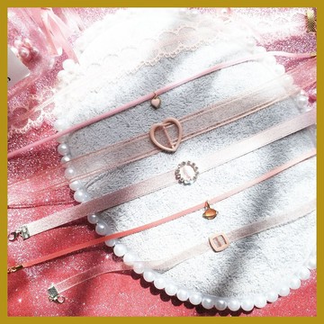 日韓新款超美氣質蕾絲愛心粉色少女CHOKER 項圈頸鍊 短版鎖骨鏈項鍊