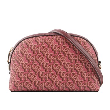 COACH Madi Monogram 塗層帆布拼皮革拉鍊貝殼包/胭脂粉