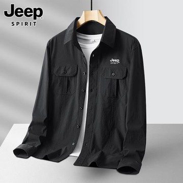 JEEP SPIRIT吉普男士長袖襯衫2026年春季新款翻領運動工裝襯衣男