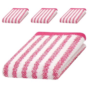 MORINO 摩力諾 美國棉抗菌防臭亮彩直紋方巾 MO674  4條  蜜桃紅