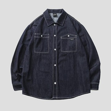 現貨+預購 美式牛仔襯衫長袖上衣經典牛仔外套-純棉口袋裝飾男上衣74ge22【獨家進口】【米蘭精品】