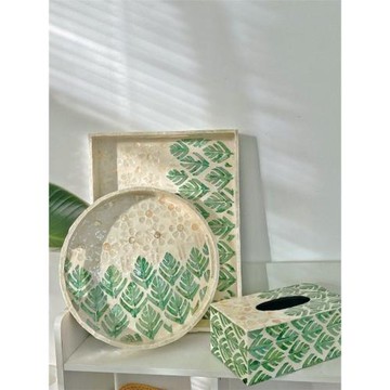 越南北歐風彩貝殼茶盤果盤首飾收納托盤家用茶幾長方形圓形置物盤