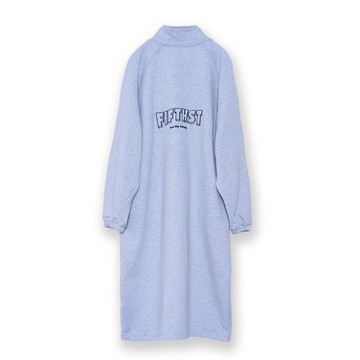 5th STREET｜女裝｜半開襟長版洋裝｜麻灰色