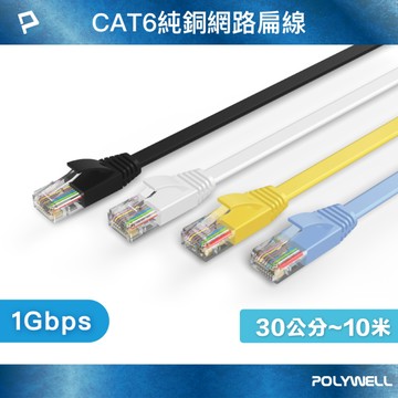 POLYWELL CAT6 高速網路傳輸扁線 /5M