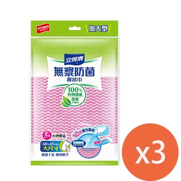 Let-Green立得清 無漿防菌抹布10倍強力吸水加大款（5條包）*3包_廠商直送