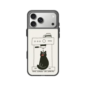 iPhone 17 Pro Max Clear (相機按鈕) 酷墨灰 - ilovedoodle (Lim Heng Swee) - Coffee Cat: 多點濃縮，少點憂鬱