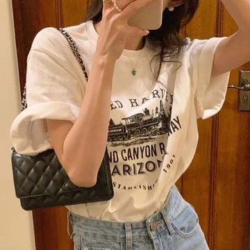 美式vintage白色短袖t恤女夏季2022新款設計感小眾oversize上衣服