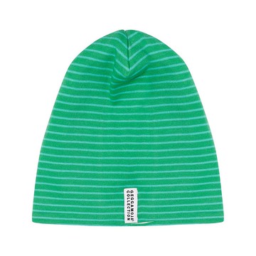 【北歐童裝】瑞典有機棉條紋兒童帽子5歲至6歲綠/青綠條紋