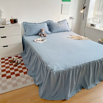 公主風純色純棉床裙單件全棉床罩年新款床套罩防塵罩床圍裙罩