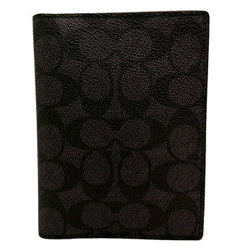 【COACH】經典C LOGO拉鍊零錢袋證件護照夾(黑灰)