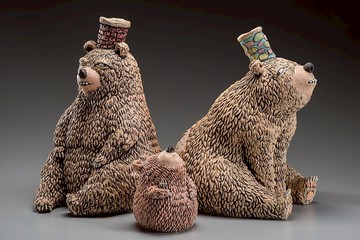 煙囪小熊雕塑擺飾