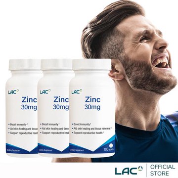 【LAC利維喜】3入組 鋅30食品100錠(優立鋅/保護力/幸福關鍵/男性保健)