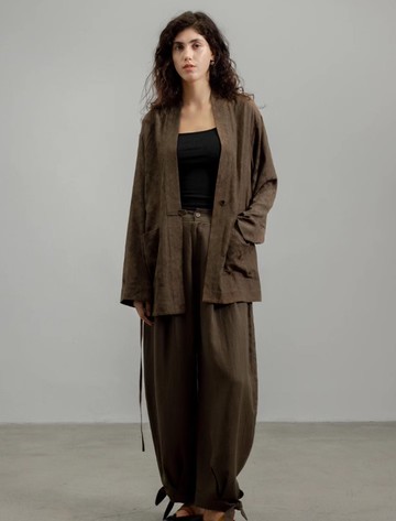 日系復古 提花寬鬆道袍外套