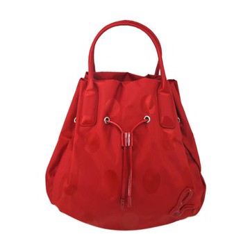 束口繩點點肩提包-大/紅