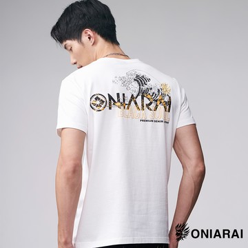 【買1送1】經典日式海浪文字短TEE(白) - BLUE WAY 鬼洗い