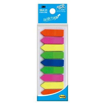 【龍品文創】3M 584-9 全彩可再貼螢光標籤-1包