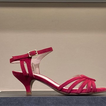 磚紅氣質交叉編織款高跟鞋