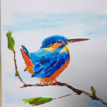 漂亮的小翠鳥  原創油畫 獨一無二立 即擁有