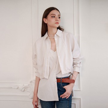 OUWEY歐薇 真兩件抽繩造型襯衫(杏；S-L)