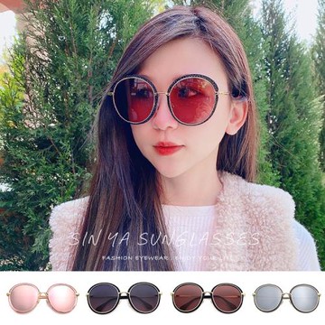 【SINYA】Polarized偏光太陽眼鏡 時尚潮流墨鏡 菱格紋時尚圓框墨鏡 輕量/防眩光/抗UV400 N158