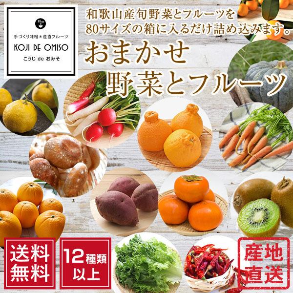 和歌山より産地直送！ おまかせ野菜とフルーツセット 12種類以上［送料無料］■期日指定不可・発送翌日受取限定：お届け時間帯にご注意ください■