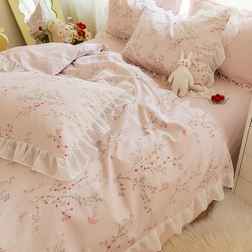 床上用品四件套純棉夏季100全棉碎花被套床單三件套公主風小清新4