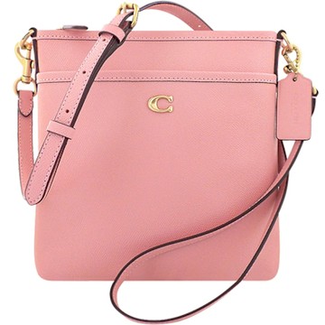 COACH 專櫃款櫻花粉色防刮皮革斜背包
