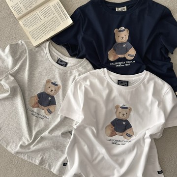 【FJstore】韓國 who a u 照片 小熊 短版 短T 短踢 圓領 短袖上衣 女生短袖 女上衣 T恤