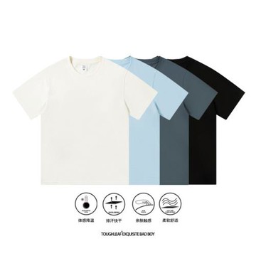 toughleaf(液氮7A抗菌) 210g純棉涼感t恤男休閑運動寬松情侶短袖