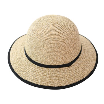 遮陽帽草帽-簡約草編鎖邊可摺疊女帽子5色73vf55【獨家進口】【米蘭精品】