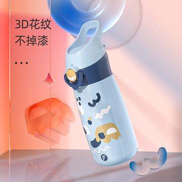 新品~兒童保溫杯帶吸管抗菌不銹鋼水杯彈扣包包杯子學生寶寶水壺- 雙11全館免運