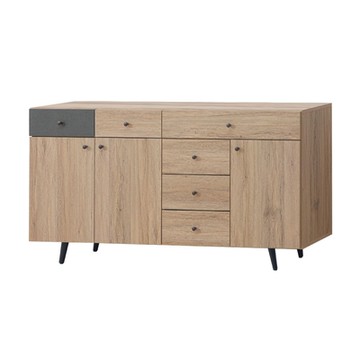 文創集 卡克雙色5.3尺三門六抽低餐櫃-160x40x85cm免組