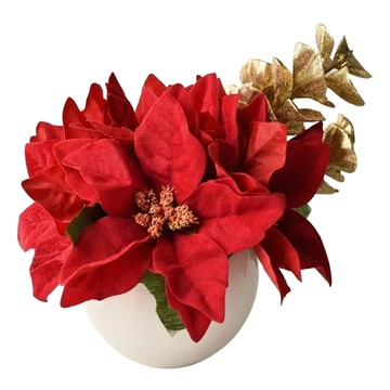 Meric Garden 高仿真 台灣手工限定聖誕紅小盆栽  紅色  1個