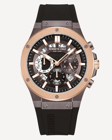 Kenneth Cole New York Two-Tone Chronograph Black Silicone Dress Sport Watch