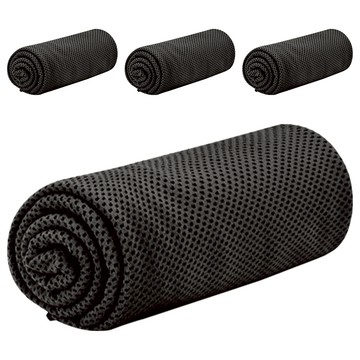 AHOYE 30 x 100大尺寸冰涼巾/毛巾/運動毛巾/快乾巾/涼感巾  黑色  1組