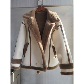 (免運)鹿皮絨仿羊羔毛外套女加絨加厚皮毛一體2024冬季新款機車服棉服潮