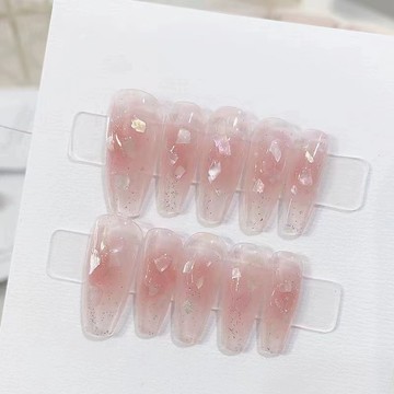純手工光療穿戴甲水潤腮紅貝殼穿戴甲成品重複使用美甲貼片