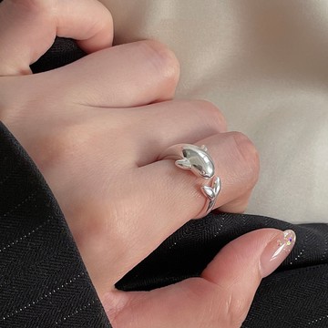 《Oni 歐妮》海豚之戀 開口可微調戒指活口戒可調式戒圍-1個入