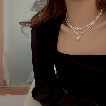 滿天星多層珍珠項鏈女ins潮復古鎖骨鏈年新款簡約冷淡風頸鏈