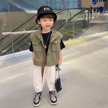 男童馬甲 韓版工裝上衣 兒童馬甲 中小童坎肩背心 百搭洋氣外套 兒童背心外套 男生馬甲 男孩馬甲外套【不二雜貨】
