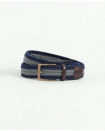Brooks Brothers Men's Stripe Stretch Casual Belt | Navy | Size XS
