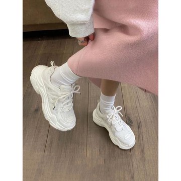 香港真皮運動老爹鞋女2025春秋季韓版新款厚底松糕休閑跑步鞋輕便